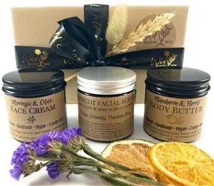 Luxury Skincare Trio. Handmade Vegan Gift Set. Body Butter. Face Cream. Scrub. Birthday Gift. Mother's Day Spa Gift. Unique Present For Her.