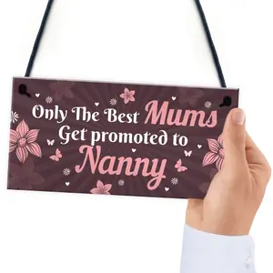 Red Ocean Mum Promoted To Nanny Hanging Plaque Gift For Mum Nanny Mothers Day Gifts Mummy Nanny To Be Gifts