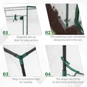 Outsunny 100 x 50 x 150cm Greenhouse w/ Zipper Roll-up Door Outdoor Transparent