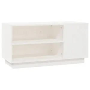 Berkfield TV Cabinet White 80x35x40.5 cm Solid Wood Pine