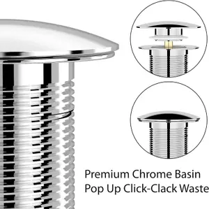 Bonicxane UnSlotted Chrome Click Clack Bathroom Pop Up Basin Waste