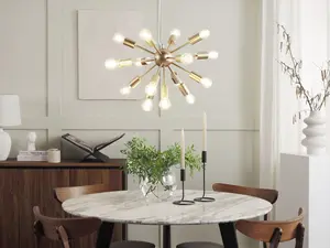 15 Light Metal Pendant Lamp Gold BALAGAS