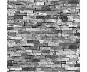 P&S Textured Brick Effect Wallpaper Charcoal Grey Black Shading Wallpaper