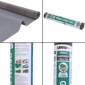 Standard Grade Green Mineral Roof Felt (10m x 1m) With 13mm Pack of 50 Galvanized Roofing Nails - Shed Roofing Felt