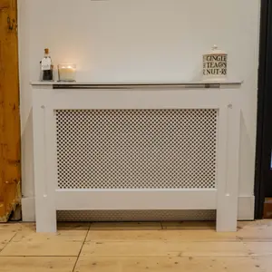 Jack Stonehouse White Painted Lattice Radiator Cover - Medium