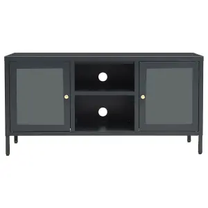 Berkfield TV Cabinet Anthracite 105x35x52 cm Steel and Glass