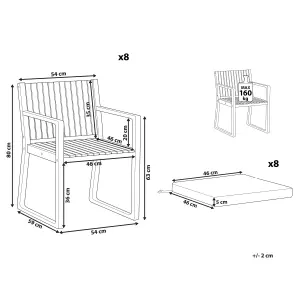 Set of 8 Garden Chairs with Cushions SASSARI Acacia Wood Taupe