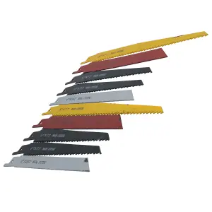 10pc Reciprocating Saw Blade Set Blades Wood Metal Cutting 1/2in Shank