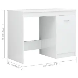 Berkfield Desk High Gloss White 140x50x76 cm Engineered Wood