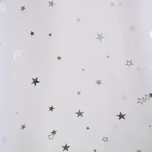 Pair Of Voile Curtains Slot Top Metallic Star 2 Panels Net Kids Bedroom Nursery