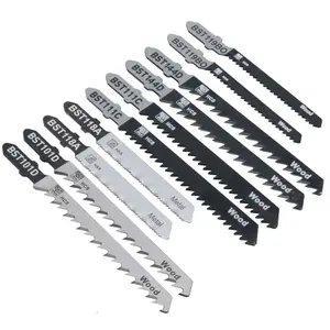 10pc T Shank Fitting Jigsaw Cutting Blades Set For Plastic Wood Metal HCS Blade