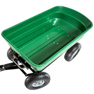 Garden Trolley - tip function, smooth steering axle, 300 kg load capacity - green