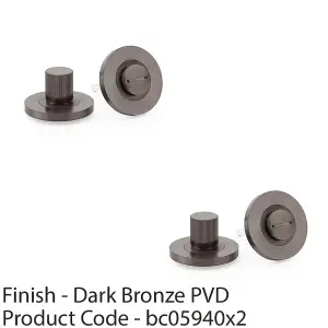 2 PACK - Modern Reeded Thumbturn & Release Lock - Lined Dark Bronze - Bathroom Door