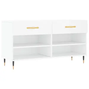 Berkfield Shoe Bench White 102x35x55 cm Engineered Wood