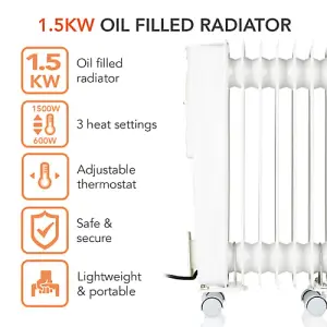 Warm Lite WL43003YW 1500W Oil Filled Radiator