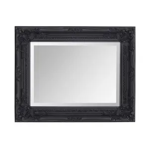 Andrews Flat Wall Mirror Black Matte / 42cm x 53cm W