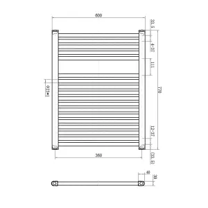 Triton Chrome Heated Towel Rail - 770x600mm