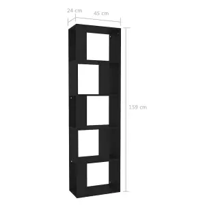 Berkfield Book Cabinet/Room Divider Black 45x24x159 cm Engineered Wood