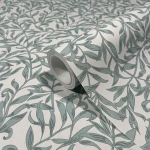 Galerie Heritage Grey Green Vintage Leaf Wallpaper Roll