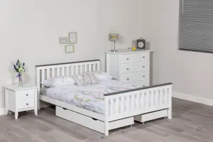 Shanghai Solid Pine wood Bed Frame 5'0 King - White