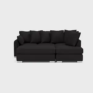 Chiswick Right Hand Facing Corner Sofa with Footstool Black