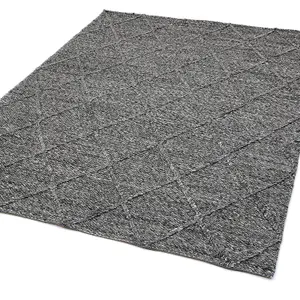 Modern Charcoal Luxurious Handmade Geometric  Easy to Clean Rug For Bedroom LivingRoom and Dining Room-240cm X 330cm