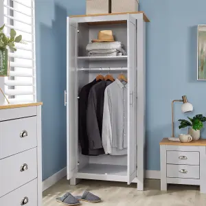 Home Source Camden 2 Door Bedroom Wardrobe Storage Unit Grey