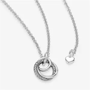 Pandora Family Always Encircled Pendant Necklace - Sterling Silver / Cubic Zirconia - Sz. 60 cm