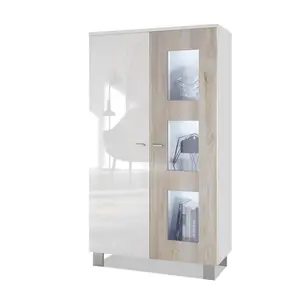 Display Cabinet Nordic oak/White / Without