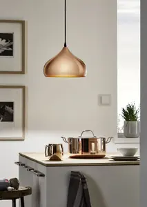 Hanging Ceiling Pendant Light Polished Copper 1 x 60W E27 Hallway Feature Lamp