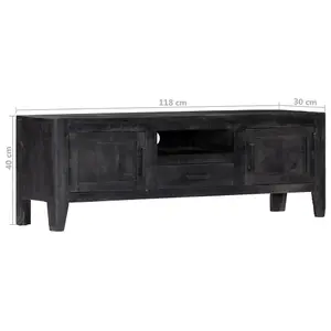 Berkfield TV Cabinet Black 118x30x40 cm Solid Mango Wood