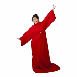 Snug Rug Cosy Sleeved Fleece Blanket With Sleeves and a Handy Pouch Pocket - RED