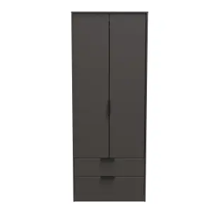 Fuji 2 Door 2 Drawer Wardrobe in Graphite (Ready Assembled)