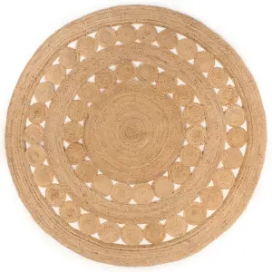 Berkfield Area Rug Braided Design Jute 180 cm Round