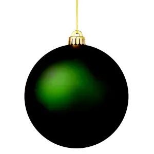 Dark Green Plastic Round Christmas bauble set, Set of 4 (D) 100mm