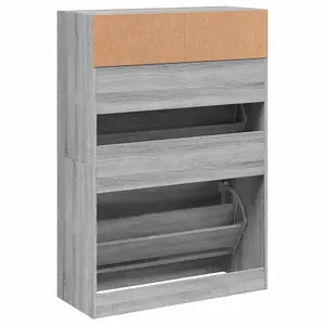 Berkfield Shoe Cabinet with 2 Flip-Drawers Grey Sonoma 80x34x116 cm