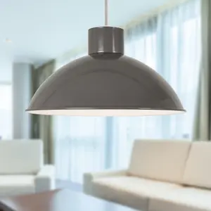 First Choice Lighting Domed Grey Easy Fit Metal Pendant Shade