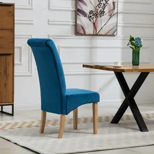 Rimini Velvet Fabric Dining Chairs - Set of 2 - Blue