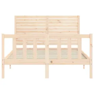 Berkfield Bed Frame with Headboard Small Double Solid Wood