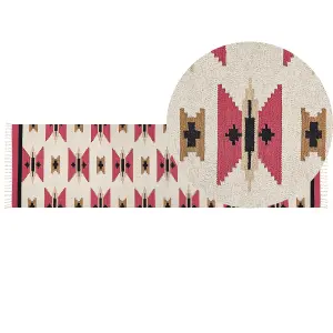 Cotton Kilim Area Rug 80 x 300 cm Multicolour GARNI