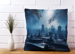 A Breathtaking Scene Of A Moonlit Graveyard Cushions 60cm x 60cm