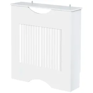 HOMCOM Modern Radiator Cover Heater Cabinet Slatted Worktop Painted MDF White