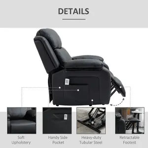 HOMCOM Riser and Recliner Chair Power Lift Recliner with Remote Black