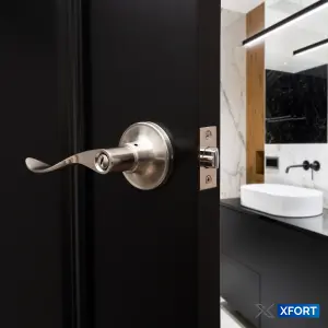 XFORT Cabriole Privacy Knob Set Satin Chrome for Internal Doors