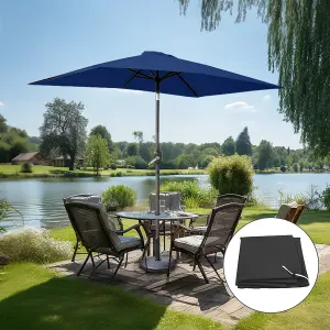 SunDaze 2x3M Rectangular Blue Garden Parasol Outdoor Patio Umbrella, Base Weights & Weather Protective Cover