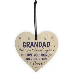 Red Ocean Grandad Gift From Grandchildren Wood Heart Novelty Fathers Day Birthday Gift For Grandad Keepsake