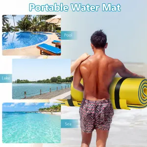 Costway Floating Water Mat Pool Roll-up Floating Mattress w/ Rolling Pillow