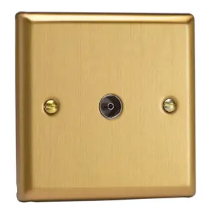 Varilight 1-Gang TV Socket, Co-Axial Brushed Brass