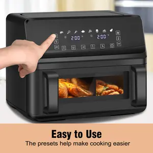 Dual Air Fryer 9L, 2X4.5L Dual Zone Air Fryer Digital Airfryer Oil Free Air Frier, Removable Divider, Touch Screen, 8 Presets, Sync Finish, 80-200°C 60Mins Timer, Cookbook, 2500W, Black