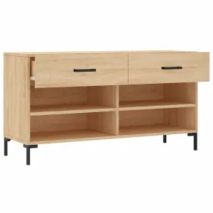 Berkfield Shoe Bench Sonoma Oak 102x35x55 cm Engineered Wood